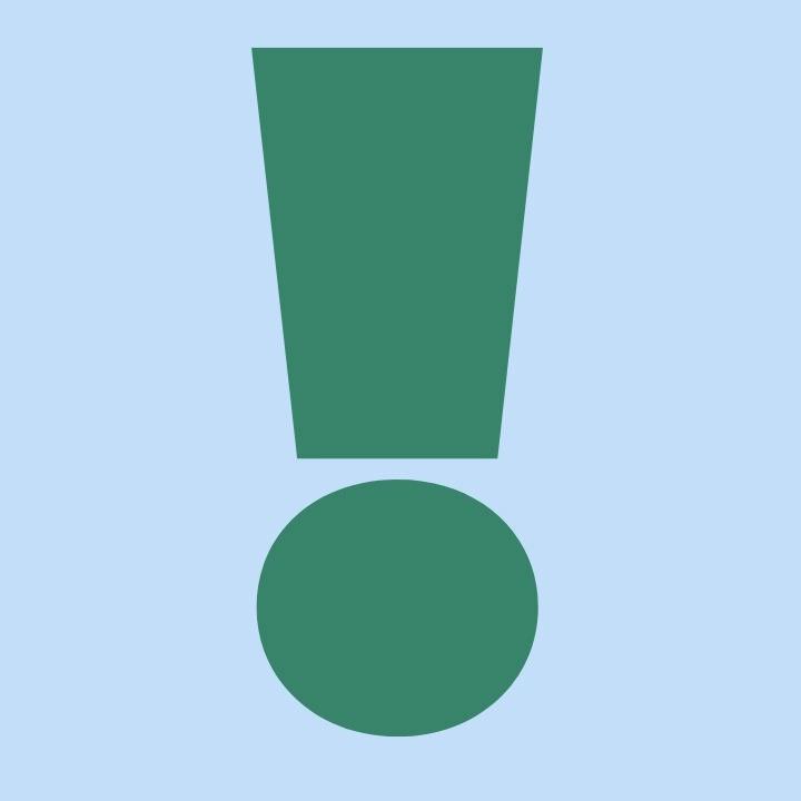 exclamation point green on blue